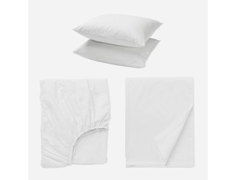 Lençol ONIRICA Jogo Cama Completo Branco (160x200X30cm) (1 Lençol de Cima 230X280 cm+1 Lençol de Baixo Ajustável 160X200 +2 Fronhas 50X70 cm - Branco)