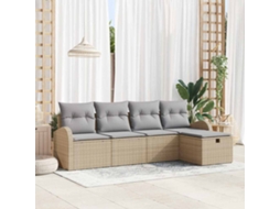 Vidaxl Conjunto De Sofá De Jardim 5 Unid. Bege Vime Pe