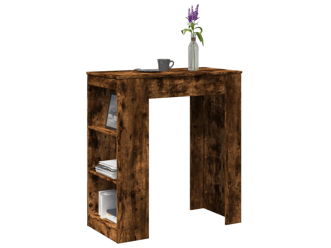 Vidaxl Mesa De Bar C/ Prateleiras Derivados De Madeira Carvalho Fumado