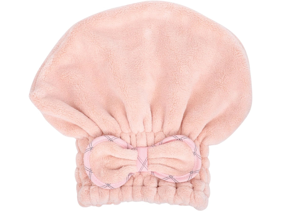 Toalha de cabelo de secagem rápida em rosa coral suave, absorvente.
