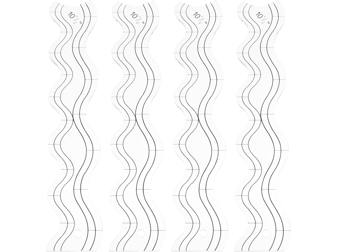 Conjunto De 4 Peças De Moldes De Ondas Em Patchwork De Acrílico Transparente
