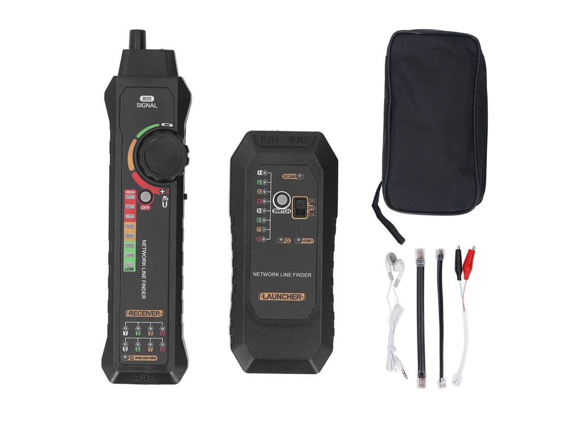 Testador de cabo de rede multifuncional Ethernet com lanterna e fone de ouvido
