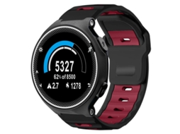 Bracelete Para Garmin Forerunner 220 / 735 / 735xt / 230 / 235 - Silicone Bicolor - Encaixe Plano Preto + Vermelho Vinho