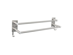 Soporte Para Toallas De Baño 2025 Sin Taladrar Acero Inoxidable Autoadhesivo Doble Pared Con 2 Ganchos
