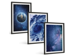 Conjunto De Pinturas Terra, Espaço, Tempestade, Galáxia Espelharte (3 Peças 40x60 Cm)