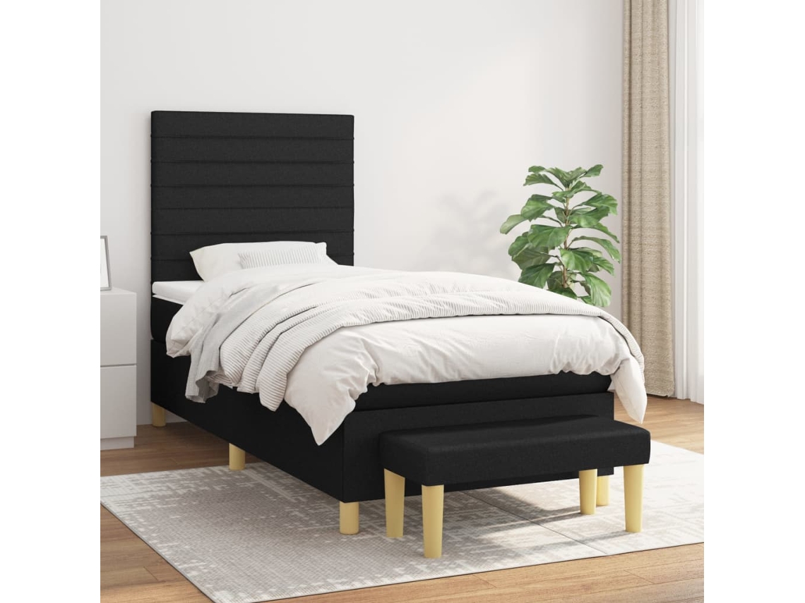Vidaxl Cama Com Molas/colchão 80x200 Cm Tecido Preto