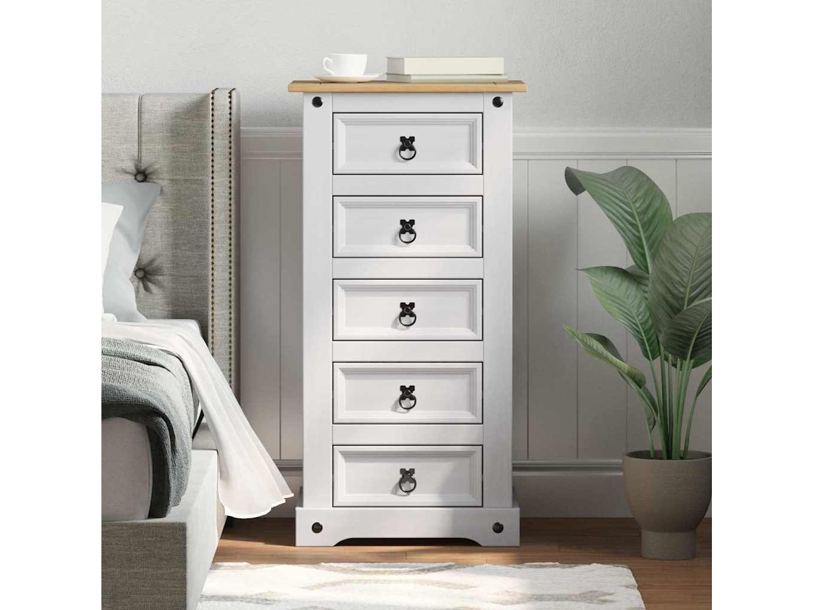 Vidaxl Mesa-de-cabeceira Com Gaveta Corona Branco 53 X 39 X 103 Cm