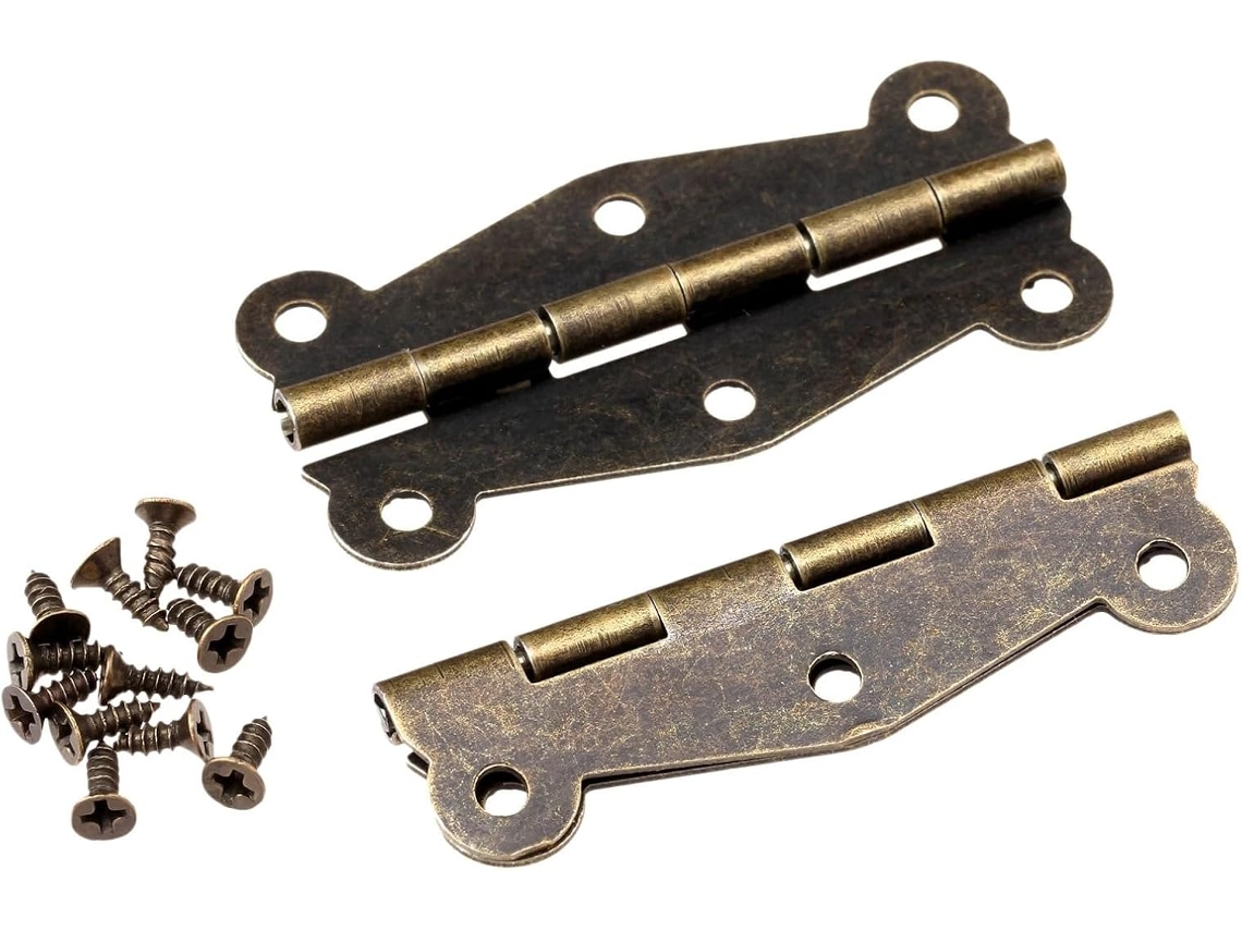 Dobradiças Antigas Para Portas De Armários 2 Peças, Ferragens Para Móveis, Pequenas Dobradiças Decorativas De Madeira
