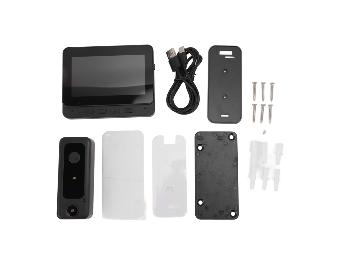 Campainha Inteligente Sem Fio Com Vídeo 4.3 Polegadas Ângulo 170° Intercom Bidirecional Gravação Automática