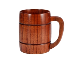Caneca de Madeira para Cerveja com Alça, Água, Vinho, Chá e Café, Único para Mesa e Cozinha AQUAFORGE