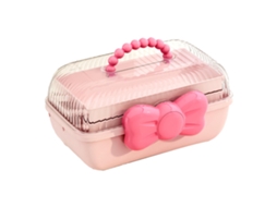 Caixa de armazenamento 3 camadas para acessórios de cabelo meninas com tampo transparente rosa com marca