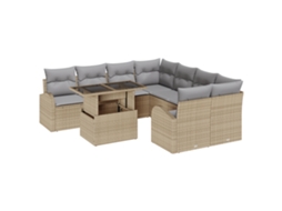 Conjunto 9 Móveis De Jardim Vidaxl Bege Vime Pe (100 X 55 X 73 Cm)