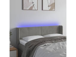 Vidaxl Cabeceira Cama C/ Luzes Led Veludo 147x16x78/88 Cm Cinza-claro
