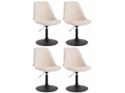 Conjunto de 4 cadeiras de jantar Maverick em imitação de pele creme/preto CLP