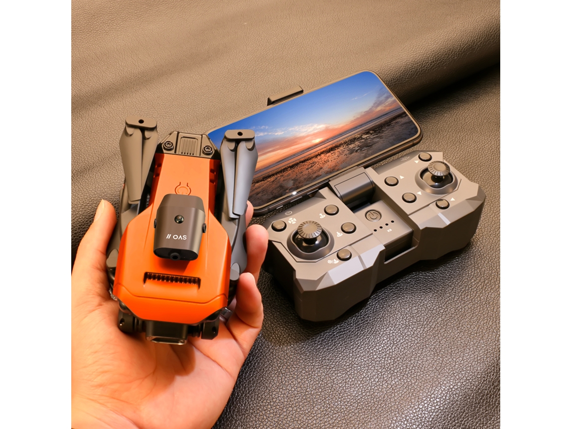Drone Bestvite Dobrável K6 Pro Com Câmera Dupla 4k Prevenção De Obstáculos Em 360° (3 Baterias Duração Da Bateria 15 Min Laranja)
