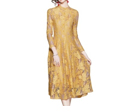 Vestido De Mulher Pozostale Marki Midi Kamilan Amarelo (s)