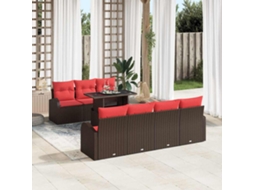 Vidaxl Conjunto De Sofá De Jardim 8 Unid. Castanho Rattan Sintético