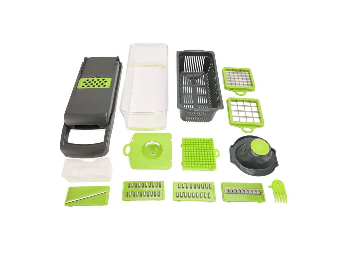 Ronjoe-cortador De Legumes Multifuncional Com Protetor De Mão E Acessórios Abs Verde