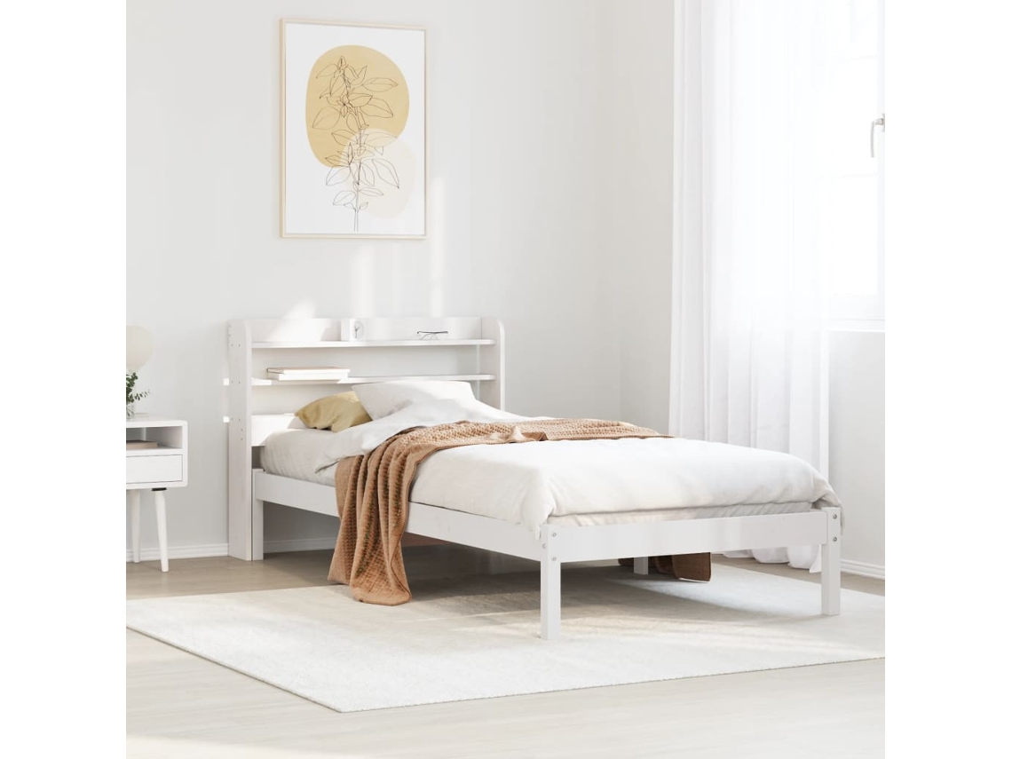 Vidaxl Cama Sem Colchão 90x190 Cm Madeira De Pinho Maciça Branco