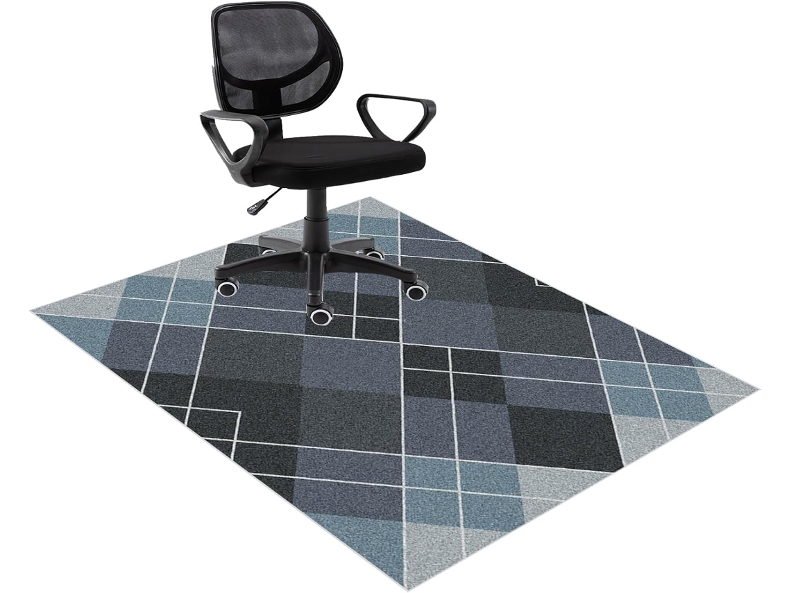 Tapete Escritório Cadeira Protetor Piso Antiderrapante 70 X 100 Cm Madeira Parquet Laminado Azulejo Az...
