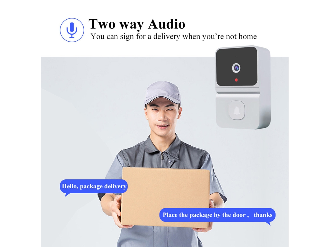 Timbre De Porta Sem Fio Câmera Wifi Com Intercomunicação Visão Noturna Resistente Ao Clima Para Casa