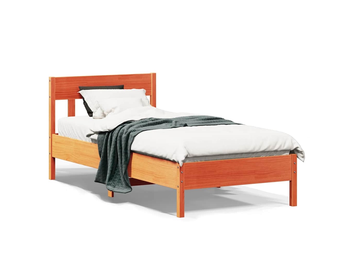 Vidaxl Cama Sem Colchão 75x190 Cm Madeira De Pinho Maciça Castanho-mel