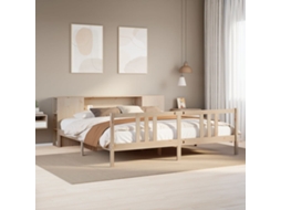 Cama Com Estante Sem Colchão 200x200 Cm Pinho Maciço