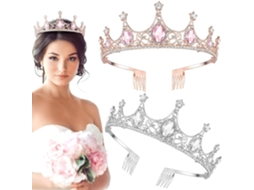Conjunto de 2 tiaras de casamento elegantes com liga metálica e strass com design delicado.