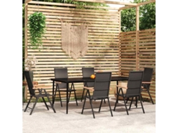 Vidaxl 7 Pcs Conjunto De Jantar Para Jardim Preto