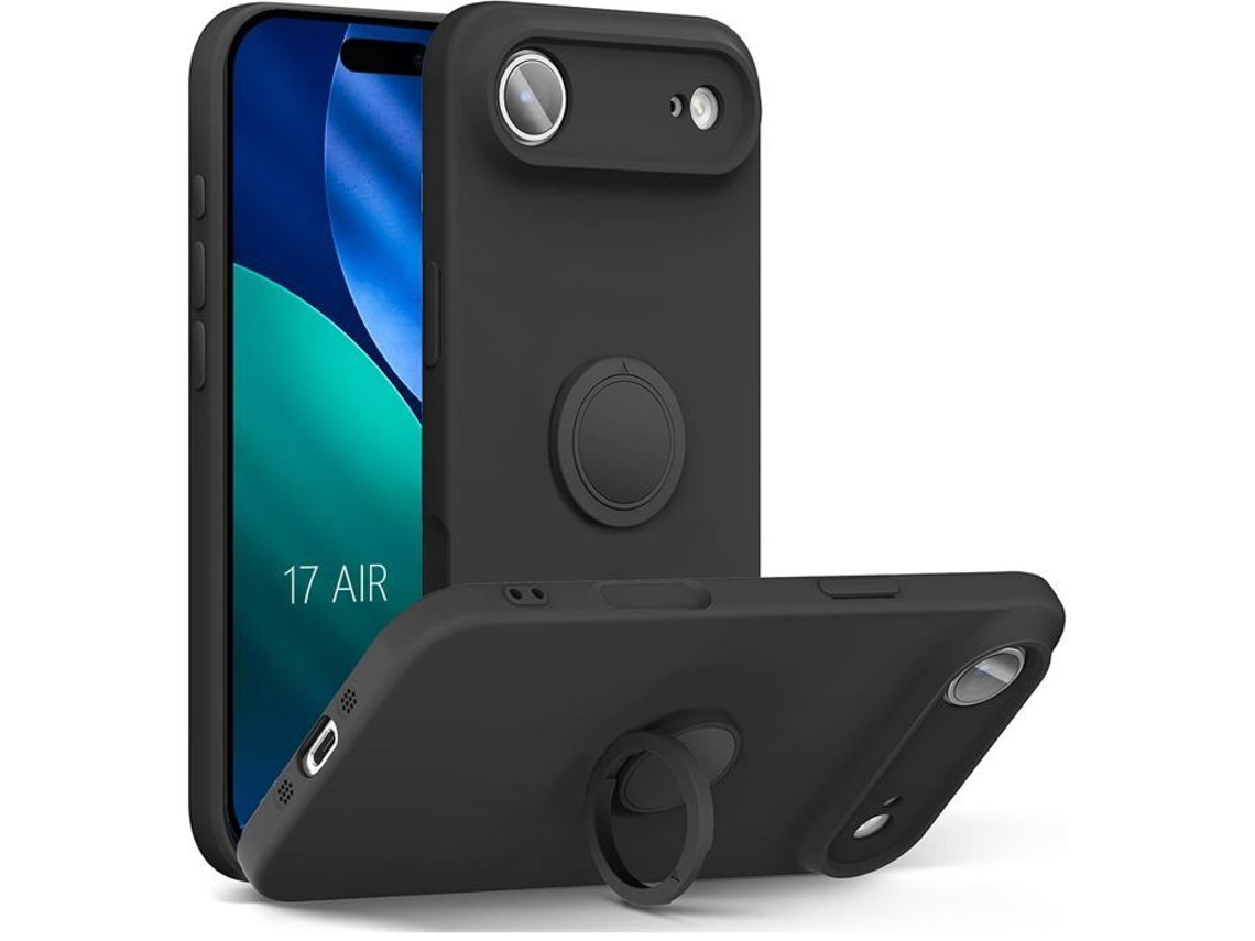 Capa Para Iphone Air, Proteção Líquida Em Silicone Com Função Antirriscos E Anel De Fixação - Preta
