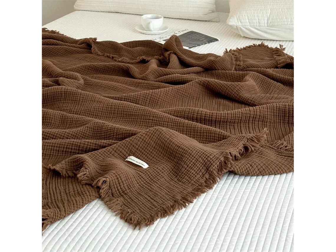 1 Manta de Sofá 100% Algodão Roupa Cama com Franjas Xale Cor Sólida Macia e Agradável Ao Toque Estampa Arraia,