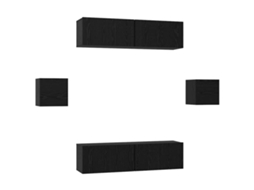 Vidaxl Conjunto De Móvel De Tv 6 Pcs Carvalho Preto Madeira Processada