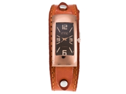 Relógio de Pulso Retangular Vintage Ccq Masculino Pulseira Pu Liga Quarzo Laranja