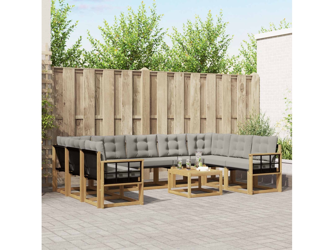 Vidaxl Conjunto De Sofás Para Exterior 10 Pcs Branco E Cinzento-claro