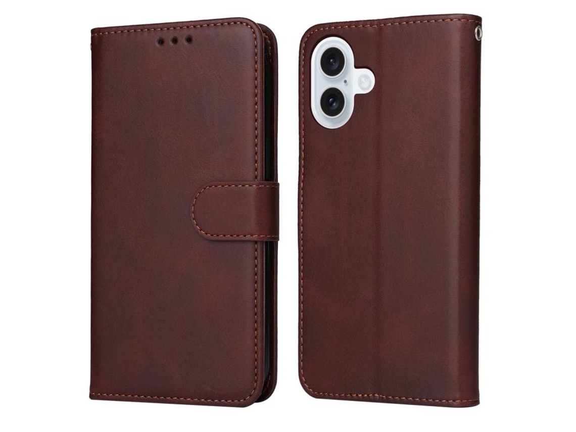 Capa Flip De Couro Para Iphone 17 - Textura De Bezerro Clássica