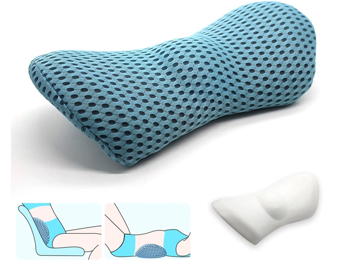 Travesseiro De Apoio Lombar, Ergonômico, Em Espuma Viscoelástica, Respirável, Azul