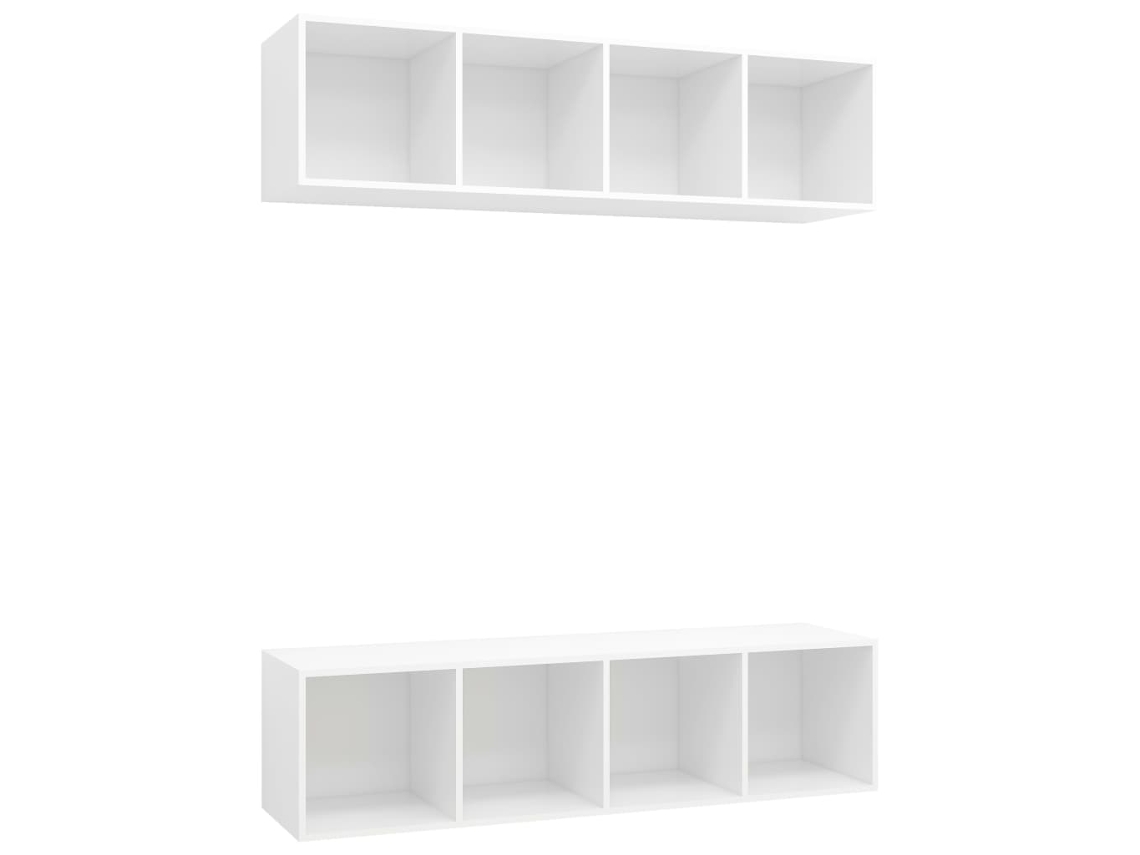 Conjunto de 2 Armários de Parede para TV em Madeira Branco - EXCLUSIVO DA MAISON