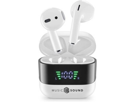 Auriculares Bluetooth MUSIC SOUND - BTMSTWSS (In Ear - Branco)