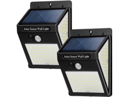 Luminária solar externa Brilvibera com sensor de movimento, 3 modos, pacote com 2 unidades, 144 LEDs