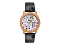 Relógio de Pulso Unisex Simples com Pulseira de Silicone Mapa Colorido Preto