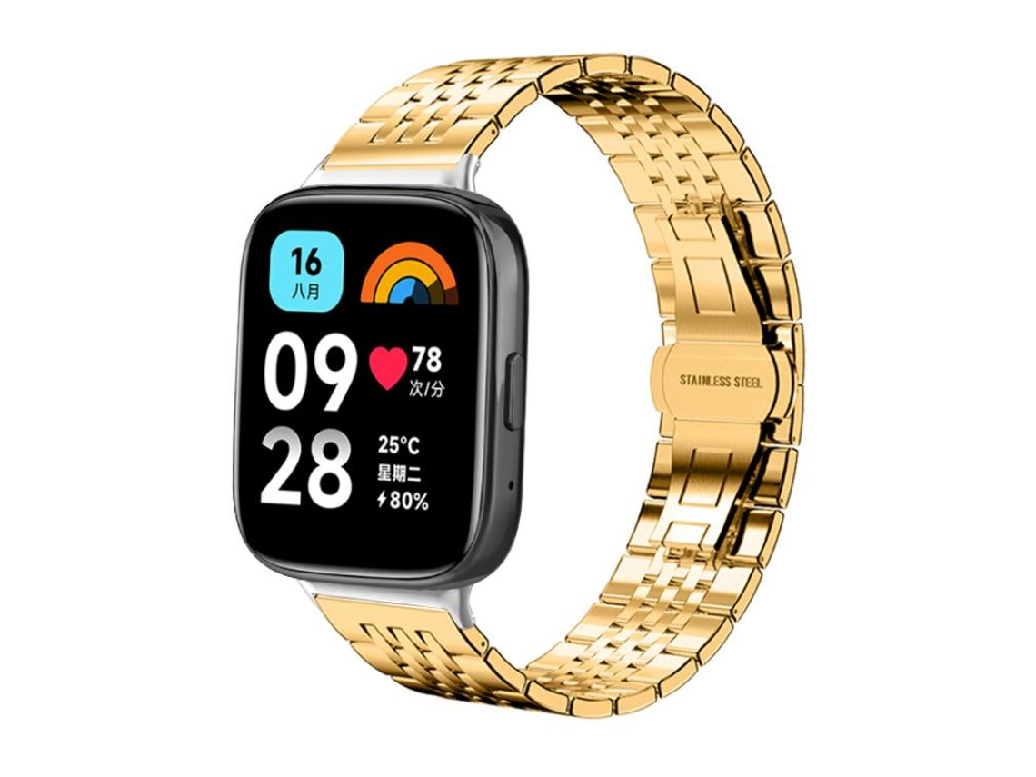Bracelete para Redmi Watch 3 Active / Lite Aço Inoxidável Sete Esferas Dourada XIAOMOYU (20mm)
