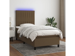 Vidaxl Cama Box Spring C/ Colchão/led 100x200cm Tecido Castanho escuro