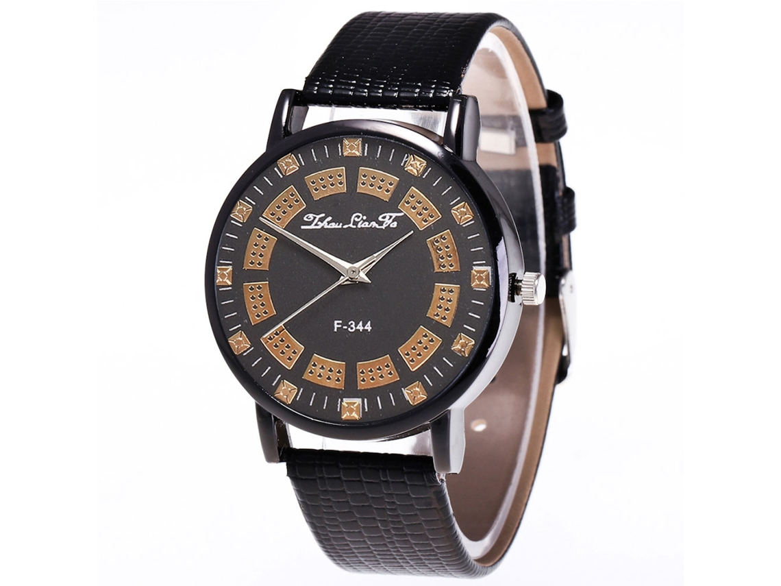 Relógio de Quartzo de Casal com Pulseira de Couro Pu Estilo Simples e Moderno Preto