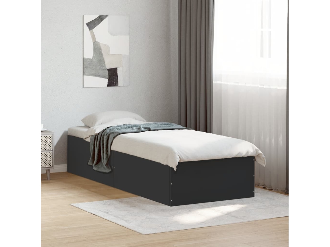 Vidaxl Estrutura De Cama 75x190 Cm Derivados De Madeira Preto