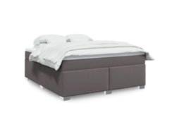 Vidaxl Cama Com Molas/colchão 180x200 Cm Couro Artificial Cinza