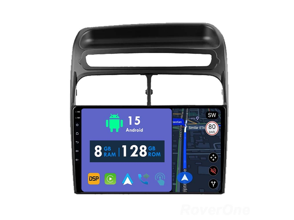 Auto Rádio Carro Bluetooth Autoradio 8GB RAM 128G ROM CarPlay Navegação GPS Ecrã Táctil RoverOne para Fiat Linea Grande Punto 2006-2012  