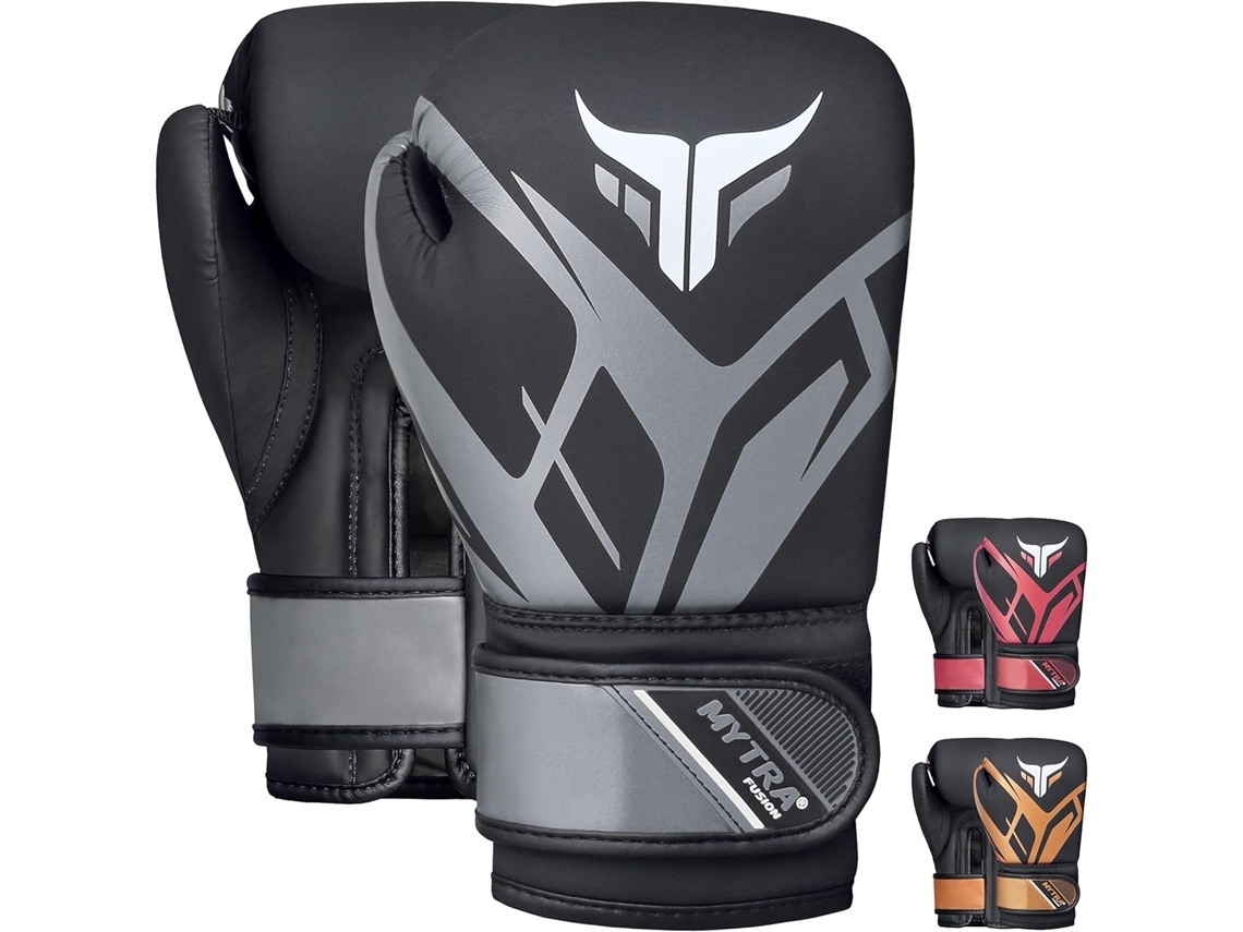 Luvas de Boxe Pour Criança MYTRA FUSION Luvas de Boxe Junior Avec Palma Ventilada Mma, Muay Thai, Sparring, Combat Cinzento