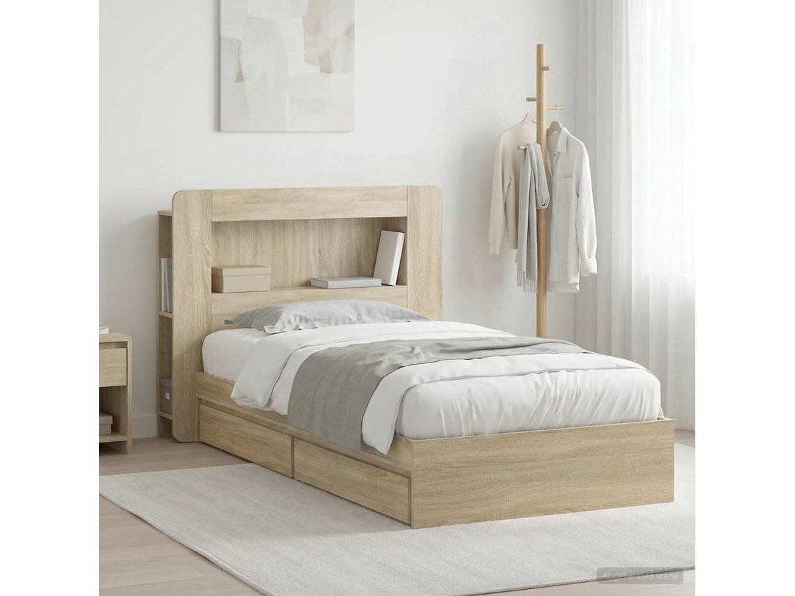 Vidaxl Estrutura De Cama Com Armazenamento Carvalho Sonoma 75 X 190 Cm