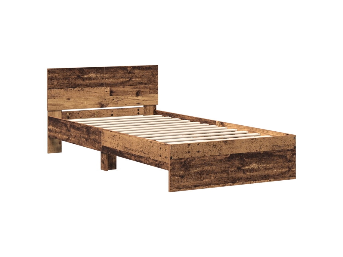 Conjunto 1 Estrutura De Cama Com Cabeceira Vidaxl Castanho Derivados De Madeira (203 X 104 X 70 Cm)