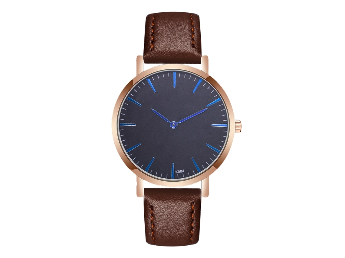 Relógio de Pulso Masculino de Moda com Pulseira de Couro Pu Analógico Quartz (café Escuro)